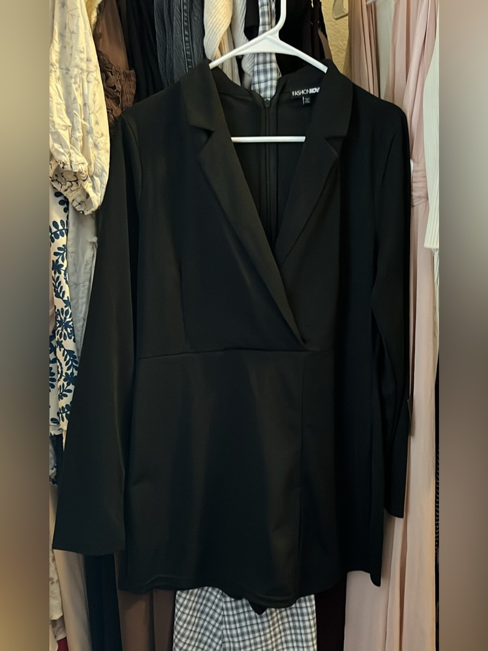 Fashion Nova Black Wrap-Front Blazer